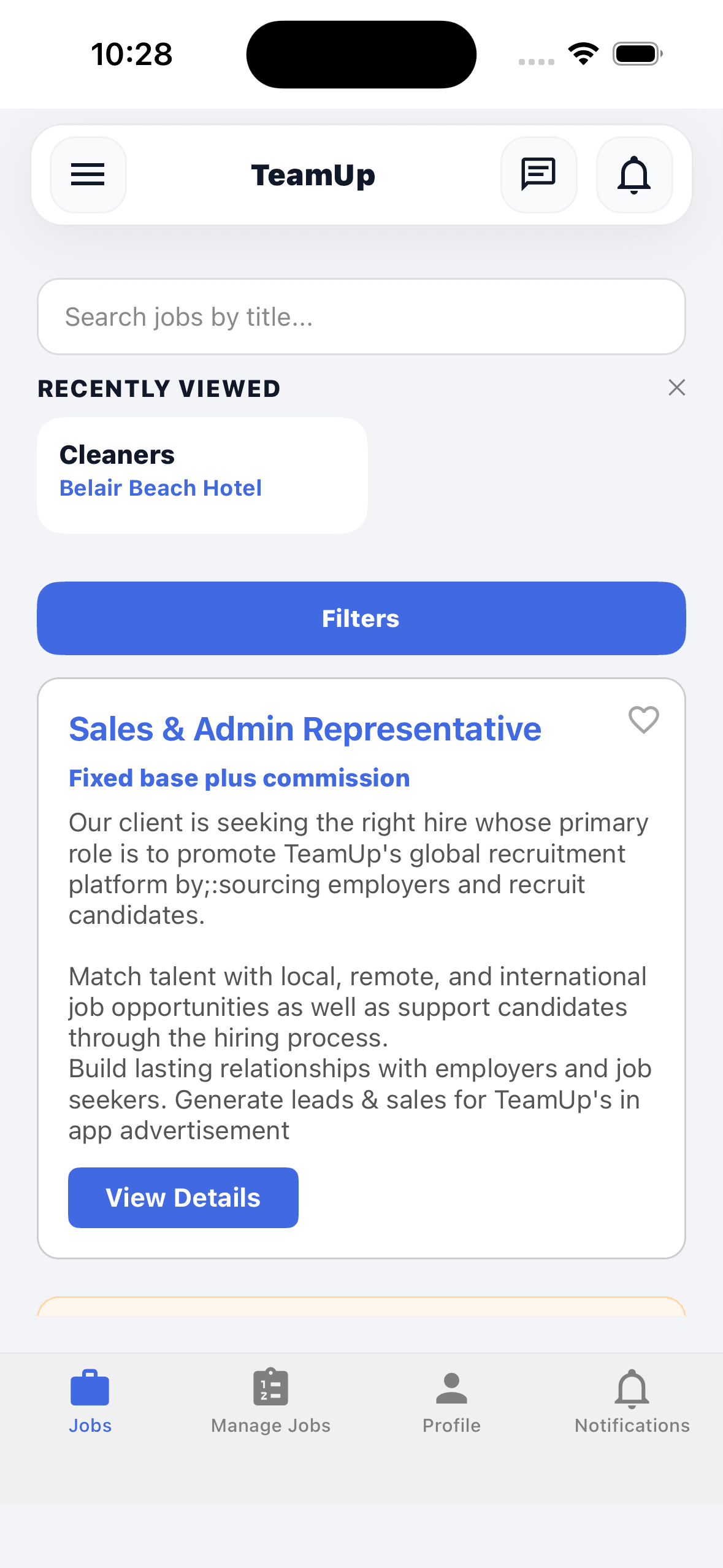 TeamUp mobile app